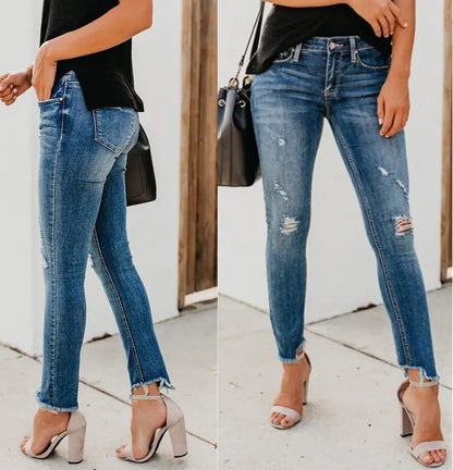Ripped Skinny Jeans for Plus Size Women