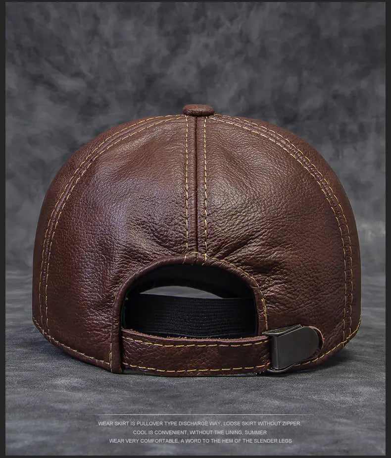 Spring Autumn Genuine Leather Baseball Cap for Men
