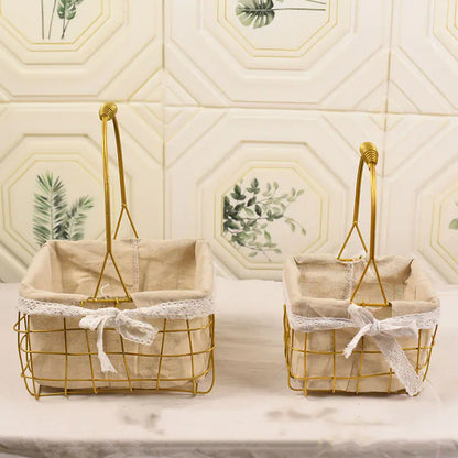 Metal Flower Basket - Square and Round Iron Design