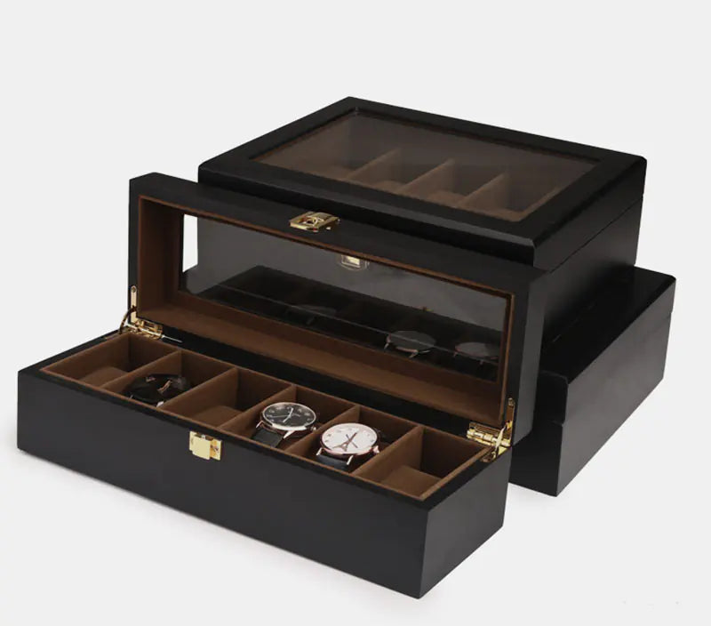 Black Matte 6-Slot Spray Paint Wooden Watch Box