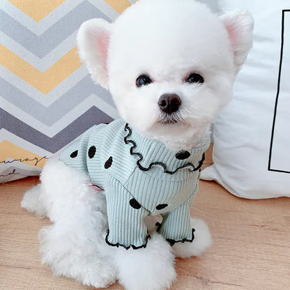 High Neck Dot Pet Shirt for Small Dogs and Cats