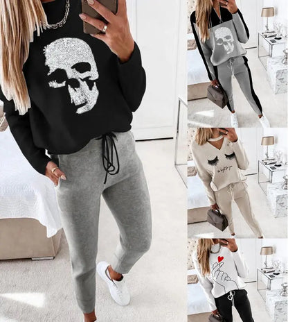 2021 Women's Casual Long Sleeve Hoodie and Pants Set
