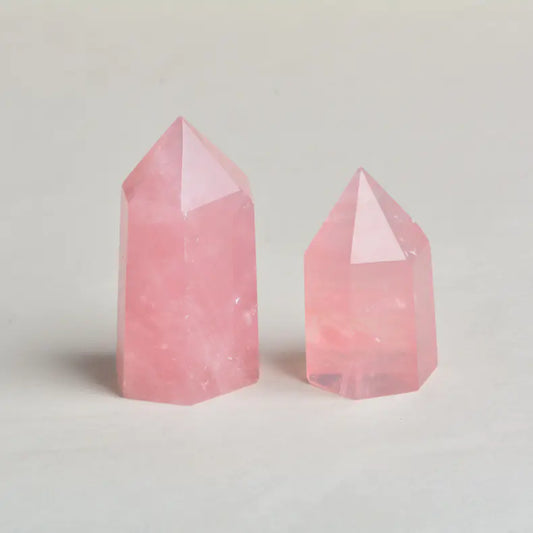 Natural Pink Crystal Hexagonal Prism Feng Shui Decor