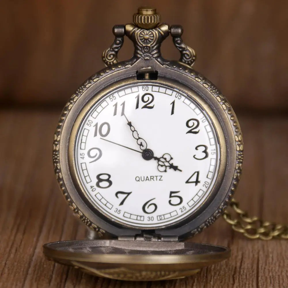 Antique Bronze Pocket Watch with Cross Design