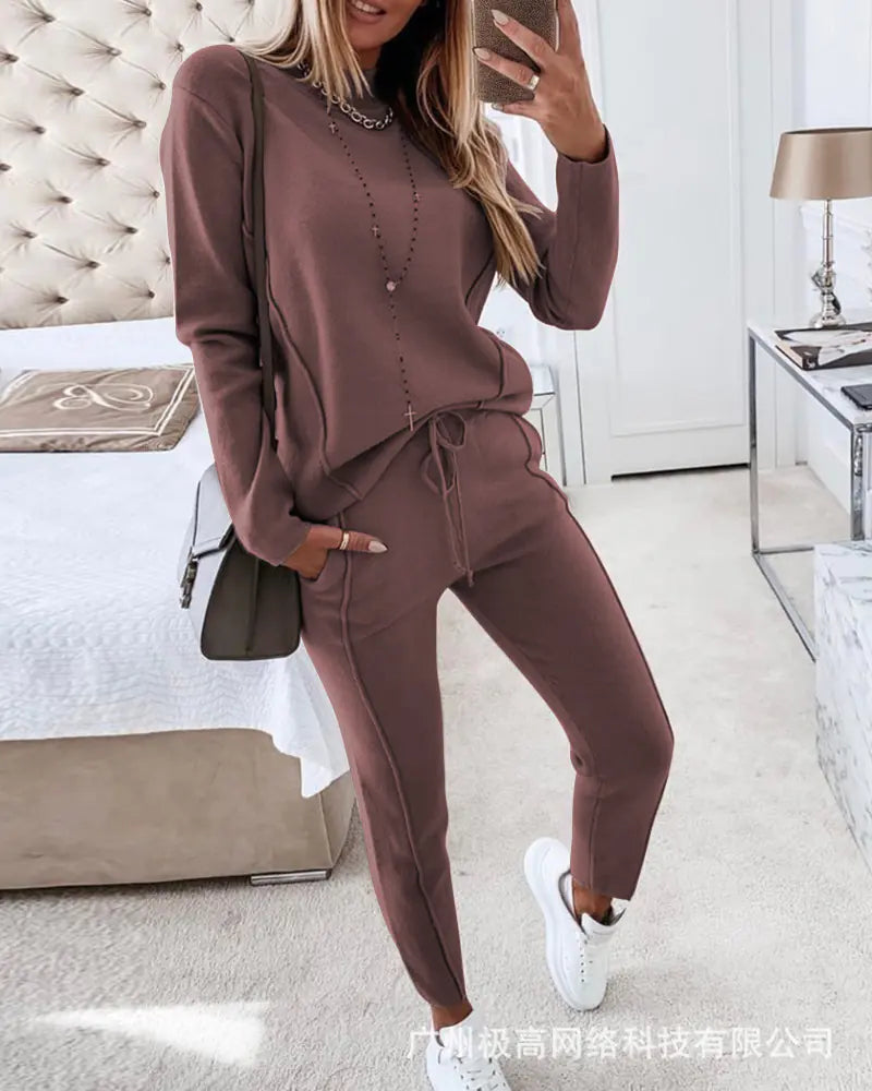 2021 Women's Casual Long Sleeve Hoodie and Pants Set