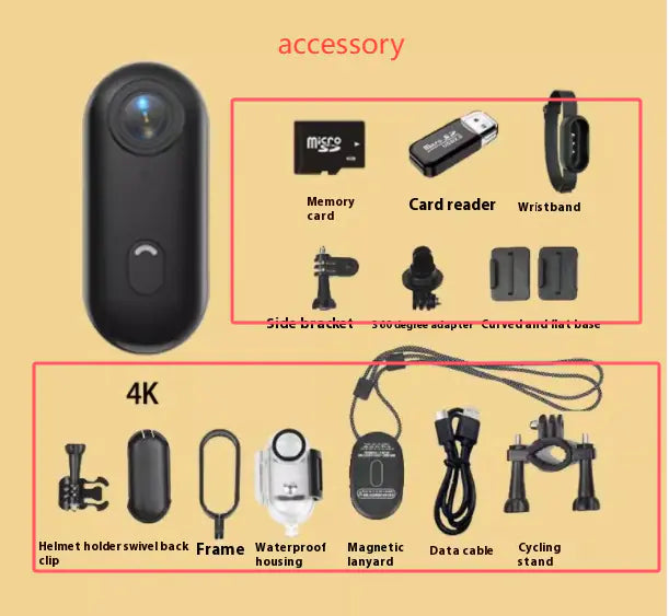 Mini 4K Action Camera - Waterproof, Wearable, Magnetic Mount