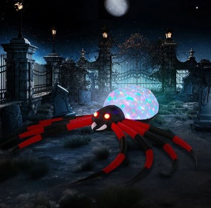 11.8 FT Halloween Inflatables Crawling Spider Outdoor Decorations With Rotating LED Lights