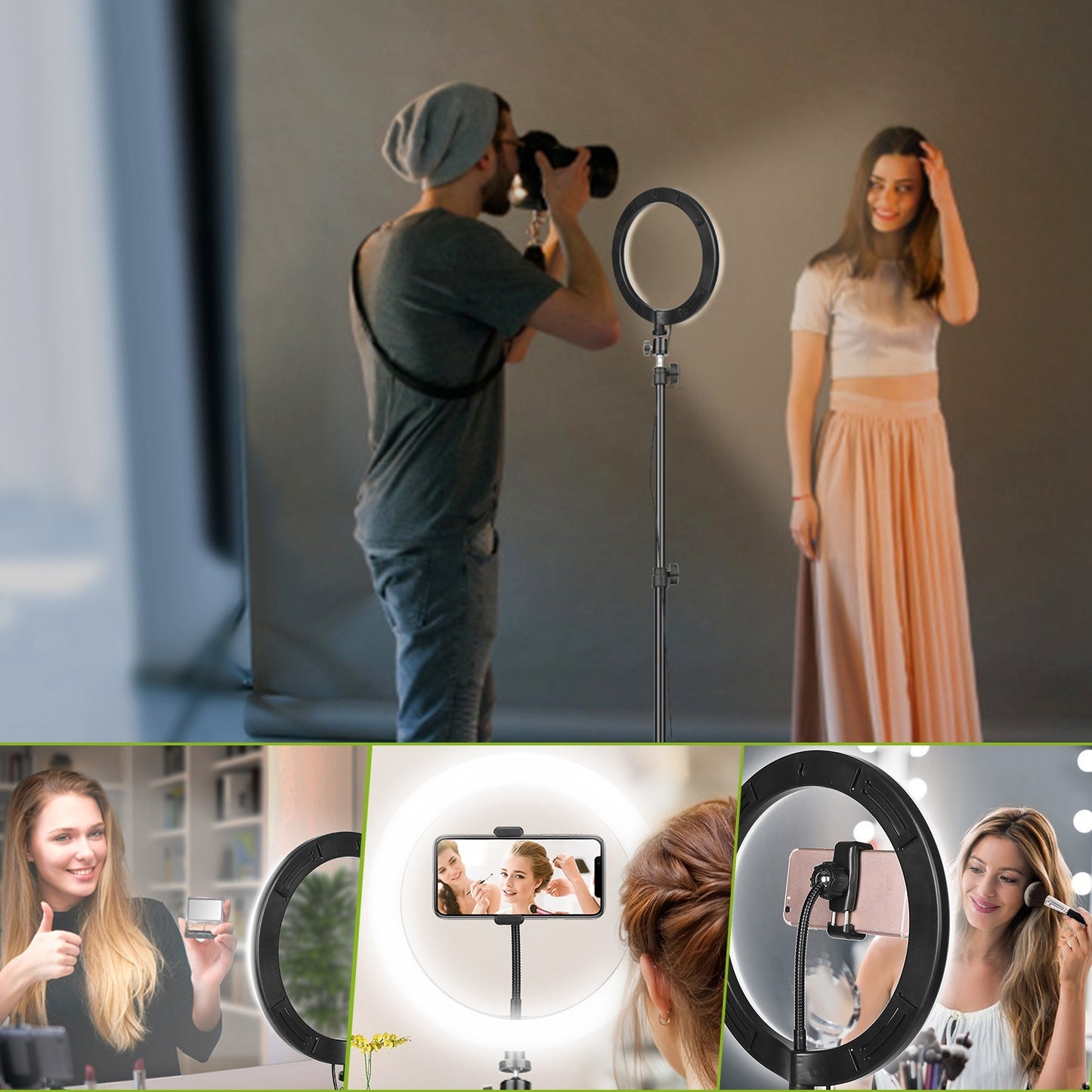 10in LED Selfie Ring Light Dimmable 120 LEDs Makeup Ring Lights With Adjustable Tripod Stand Cell Phone Holder USB Powered For YouTube Video Live Stream Makeup Photography
