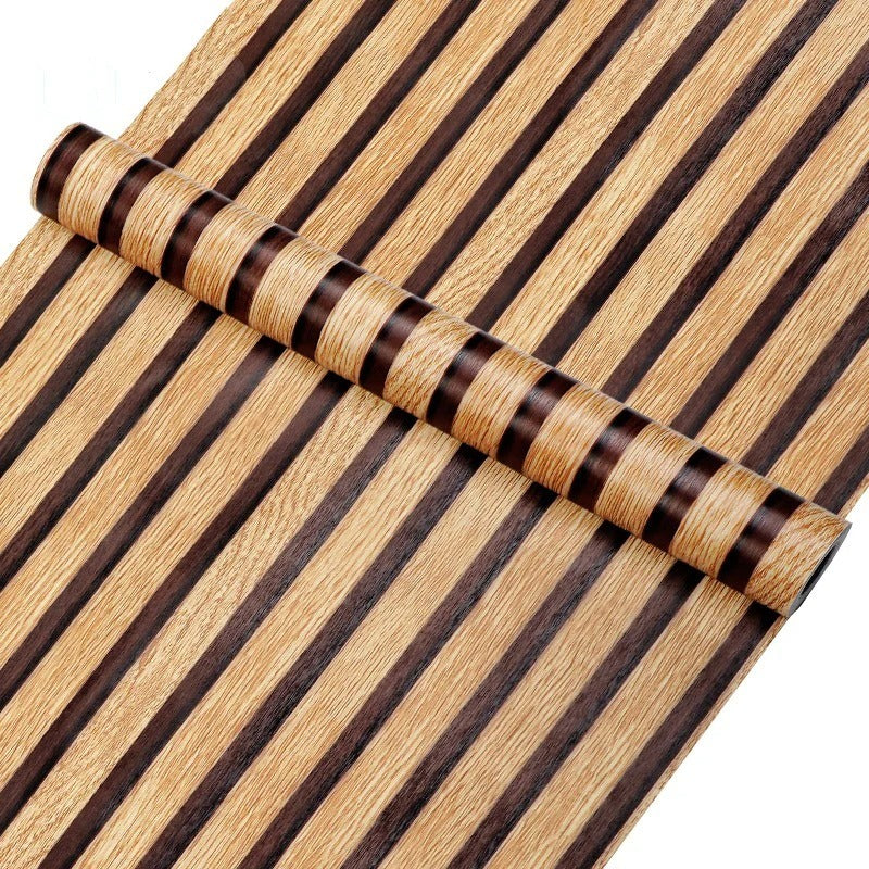 Self-adhesive Wood Striped Wallpaper Background Wall Waterproof Wallpaper