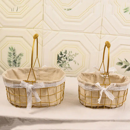 Metal Flower Basket - Square and Round Iron Design