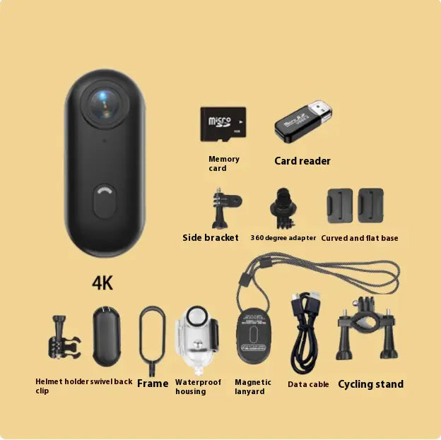 Mini 4K Action Camera - Waterproof, Wearable, Magnetic Mount