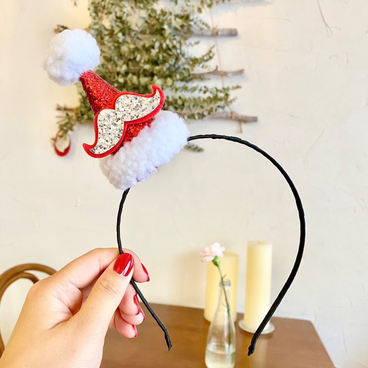 Christmas Lambswool Sequin Cap Headband