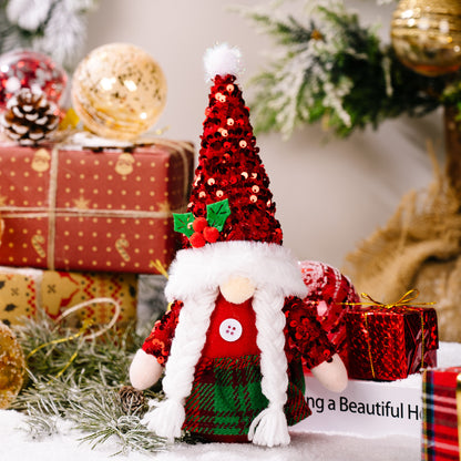 Christmas Decorations Sequin Cap Faceless Doll Ornaments