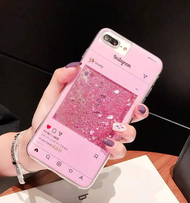 Glitter Liquid Sand Phone Case, Trendy Design