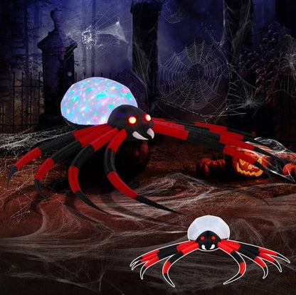 11.8 FT Halloween Inflatables Crawling Spider Outdoor Decorations With Rotating LED Lights