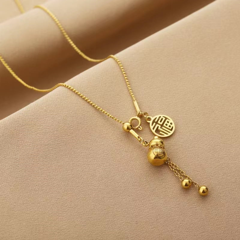 Necklace,stainless Steel, With Gourd And FU Word ,Only Self-pickup Is Supported, And The Displayed Prices Are All Self-pickup Prices
