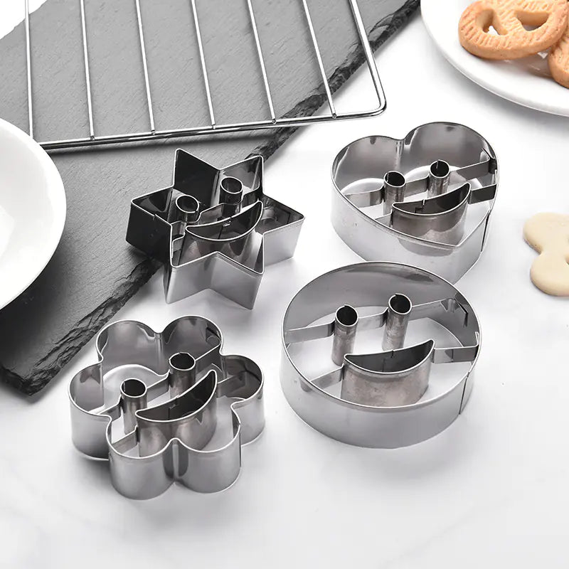 4-Piece Stainless Steel Smiley Biscuit Mould Set