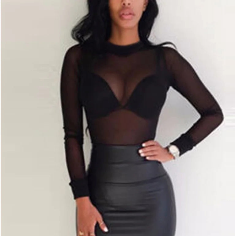 Sheer Long Sleeve T-Shirt and Mesh Base Layer Top