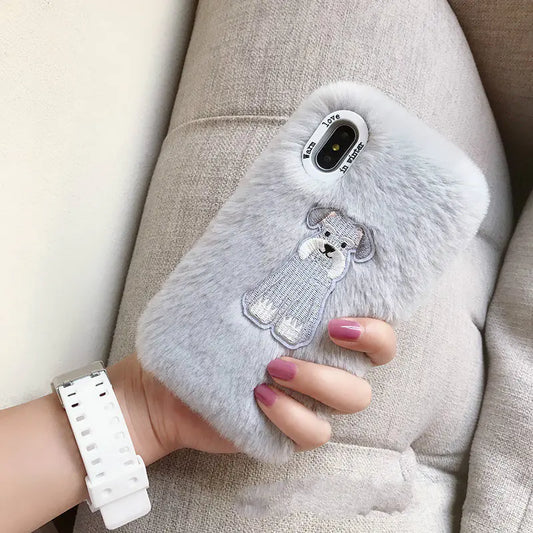 Embroidered Plush Phone Case for iPhone 11/XS Max/7/8/XR