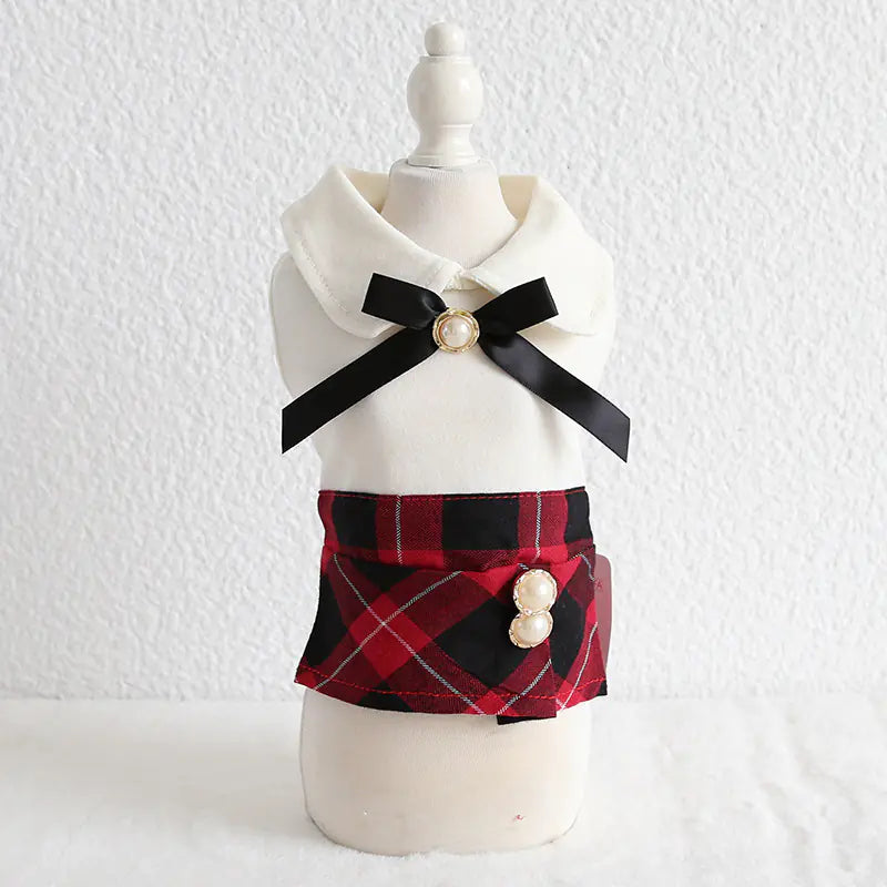 Petstyle Plaid Skirt OL Dress for Spring Summer