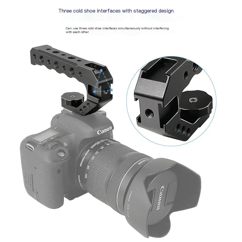Multifunctional Camera Grip with Cold Shoe and Metal Rail