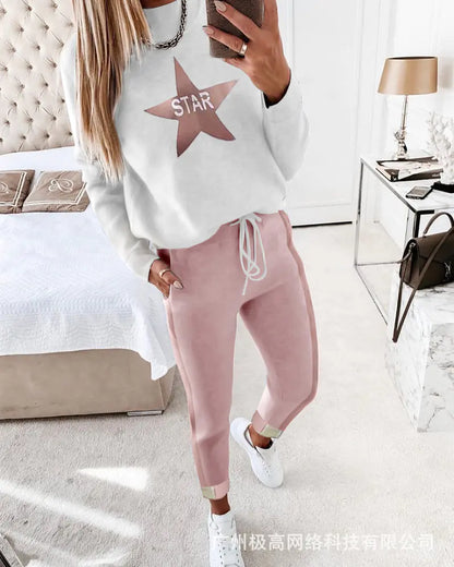 2021 Women's Casual Long Sleeve Hoodie and Pants Set