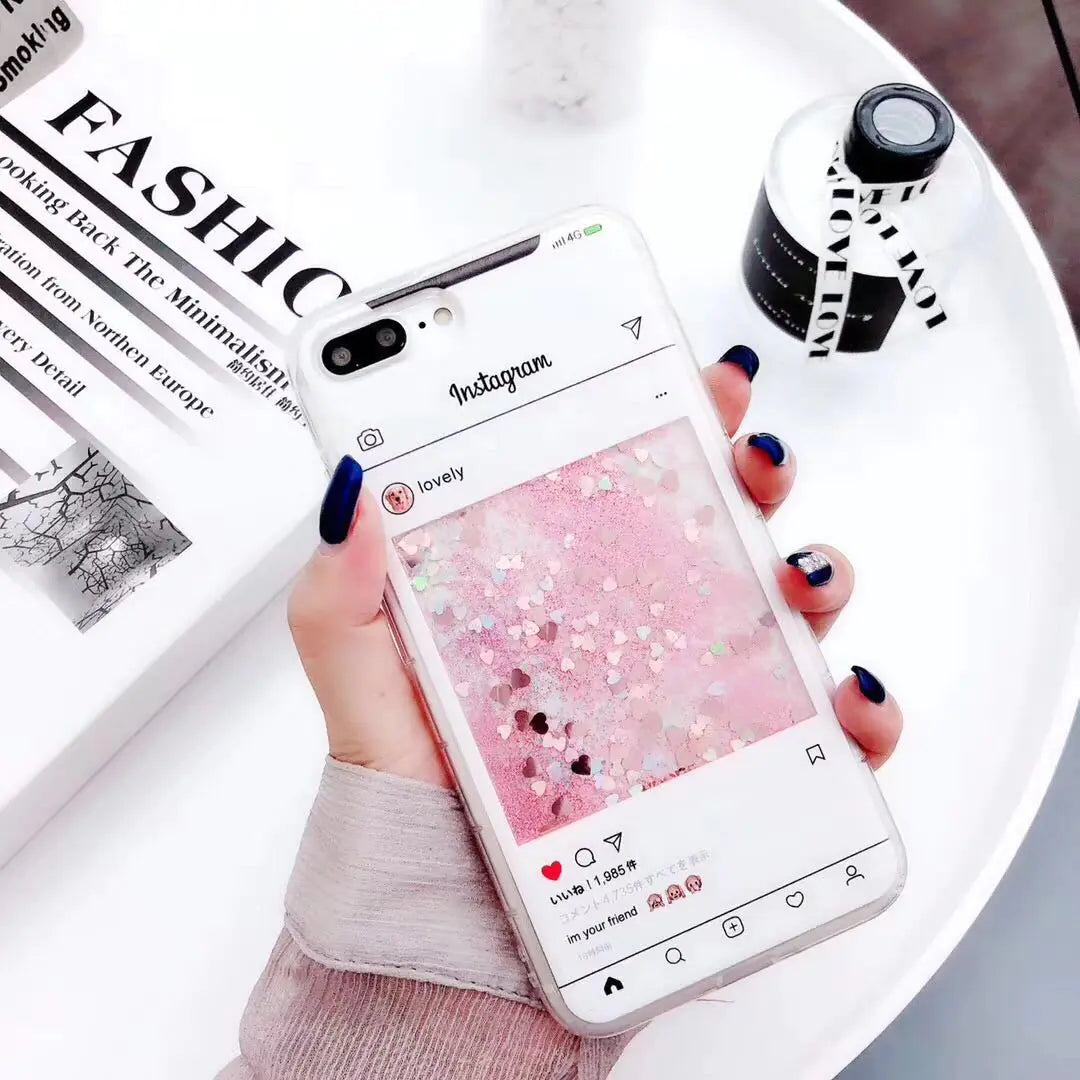 Glitter Liquid Sand Phone Case, Trendy Design