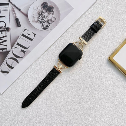 Personalized D-shaped Steel Leather Watch Strap