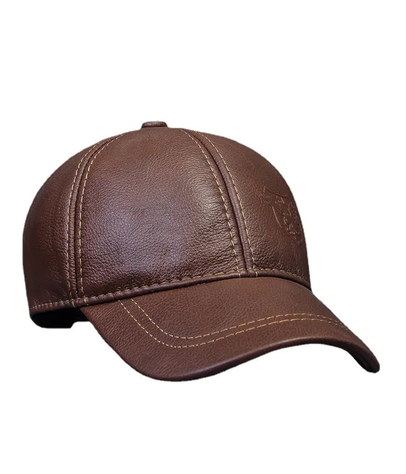 Spring Autumn Genuine Leather Baseball Cap for Men