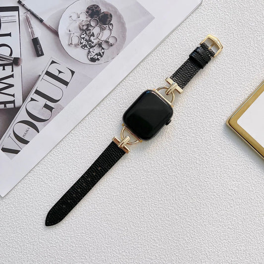 Personalized D-shaped Steel Leather Watch Strap