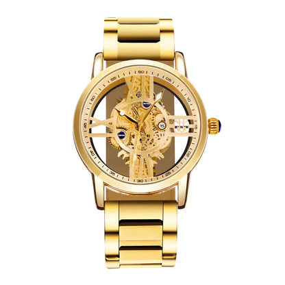 Men's Waterproof Gold Quartz Watch with Calendar (6054)