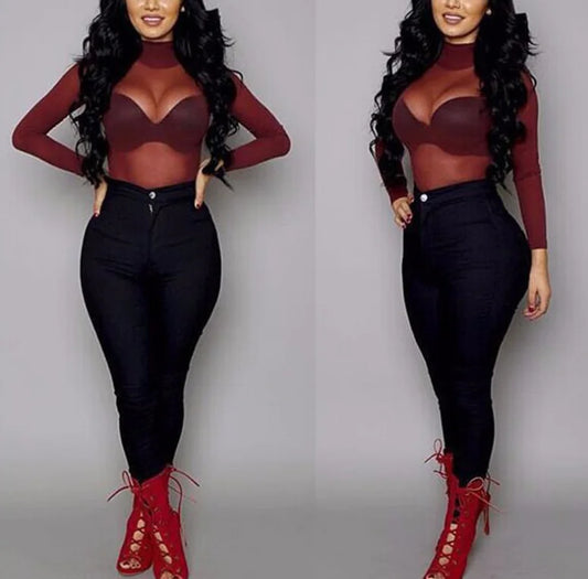 Sheer Long Sleeve T-Shirt and Mesh Base Layer Top