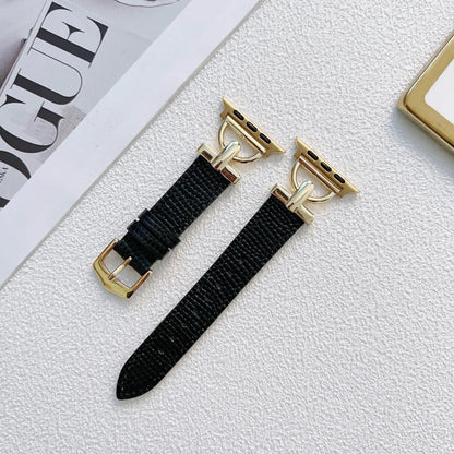 Personalized D-shaped Steel Leather Watch Strap
