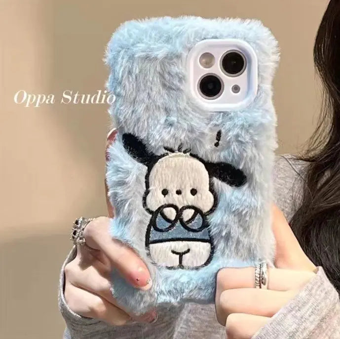 Embroidered Plush Phone Case for iPhone 11/XS Max/7/8/XR