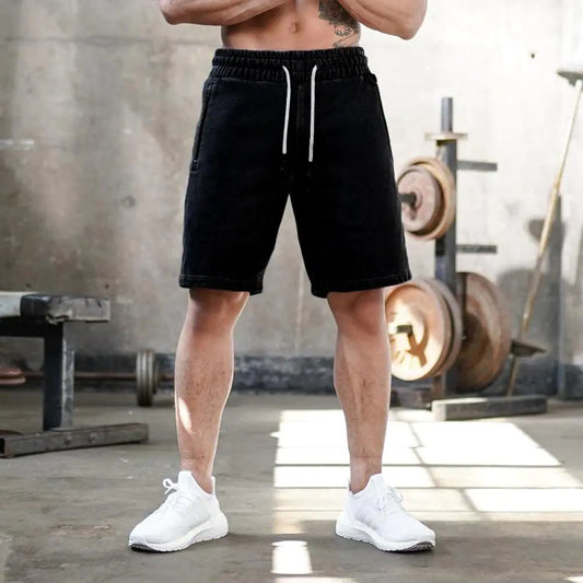 Men's Summer Casual Loose Cotton Five-Point Training Pants