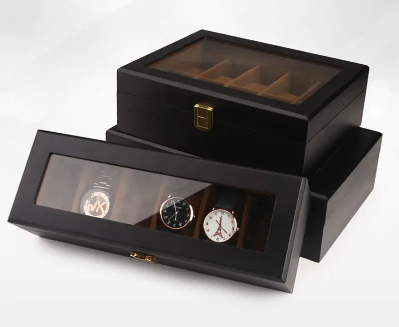 Black Matte 6-Slot Spray Paint Wooden Watch Box